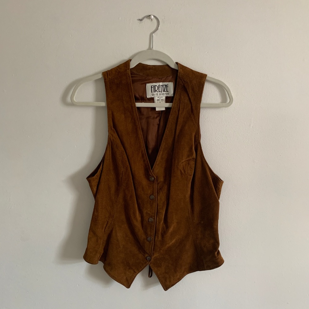 Leather Firenze tie back vest